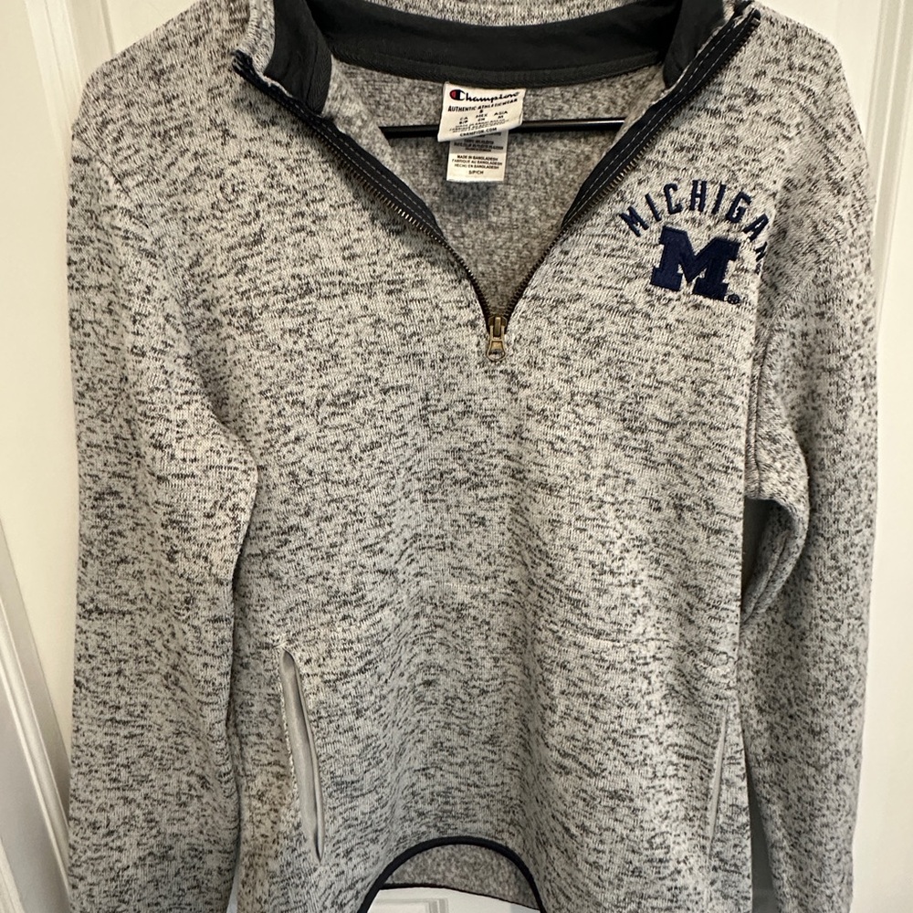 Champion Heather Gray Michigan Zip Up Sweater